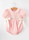 Pink Smocked bubble with bows